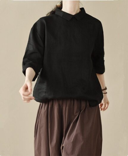 Casual Linen Skirt Linen Breeze for Coffee Breaks F397